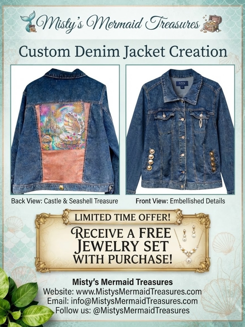 Embellished Denim Jacket - Blue